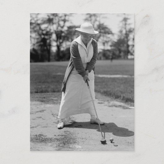 Vrouw Golfing,  jaren 1910 Briefkaart (Voorkant)