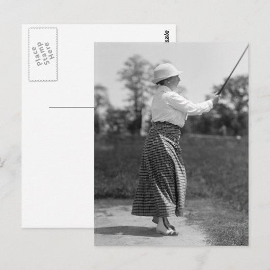  vrouw Golfing, jaren 1910 Briefkaart (Voorkant / Achterkant)