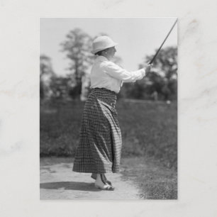  vrouw Golfing, jaren 1910 Briefkaart