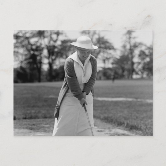 Vrouw Golfing,  jaren 1910 Briefkaart (Voorkant)