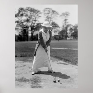vrouw Golfing, jaren 1910 Poster