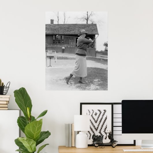 Vrouw Golfing, jaren 20 Poster (Thuiskantoor)