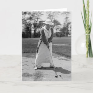 Vrouw Golfing, Vintage 1910s Kaart
