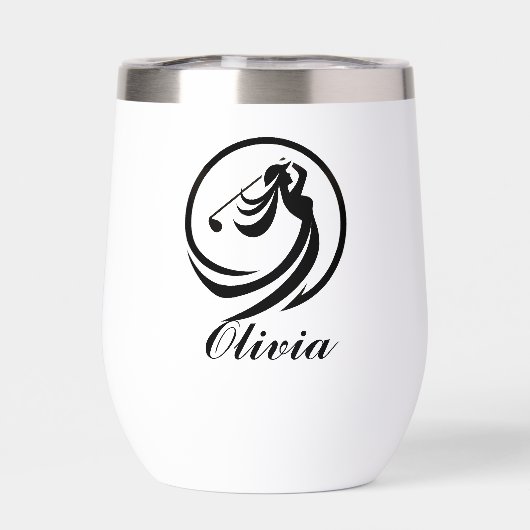 Vrouw Golfspeler Silhouet gepersonaliseerd (Achterkant)