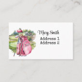 Vrouw Golftas op golfbaan waterverf Visitekaartje (Voorkant)