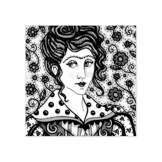 VROUW, GOTHIC PORTRAIT RUBBER STAMP RUBBERSTEMPEL (Afrduk)