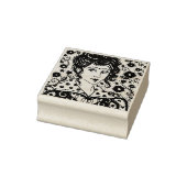 VROUW, GOTISCH PORTRET, VOLKSKUNST, BLOEMEN & WIJN RUBBERSTEMPEL (Stempel)