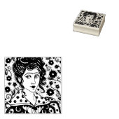 VROUW, GOTISCH PORTRET, VOLKSKUNST, BLOEMEN & WIJN RUBBERSTEMPEL (Gestempeld)