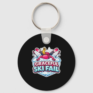 Vrouw gracieus ski mislukt grappig nieuweling skil sleutelhanger