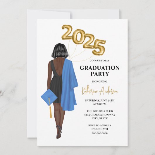 Vrouw Graduation Party Invitation Kaart (Voorkant)