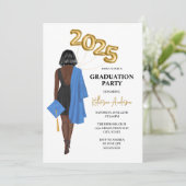 Vrouw Graduation Party Invitation Kaart (Staand voorkant)
