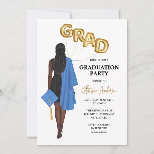 Vrouw Graduation Party Invitation Kaart (Voorkant)