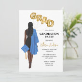 Vrouw Graduation Party Invitation Kaart (Staand voorkant)