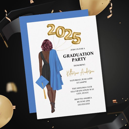 Vrouw Graduation Party Invitation Kaart