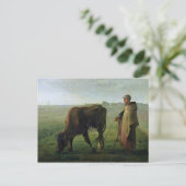 Vrouw Grazing haar Koe, 1858 Briefkaart (Staand voorkant)