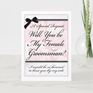 Vrouw Groomsman bruiloft Elegante Rozen en harten Kaart