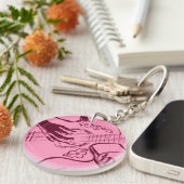Vrouw Guitar hand roze invert. Sleutelhanger (Voorkant Rechts)
