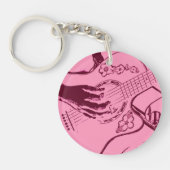 Vrouw Guitar hand roze invert. Sleutelhanger (Voorkant)