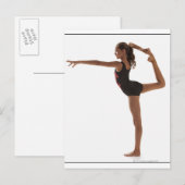 Vrouw gymnast (12-13) in evenwicht op één been briefkaart (Voorkant / Achterkant)