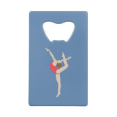 Vrouw Gymnast Creditkaart Flessenopener (Achterkant)