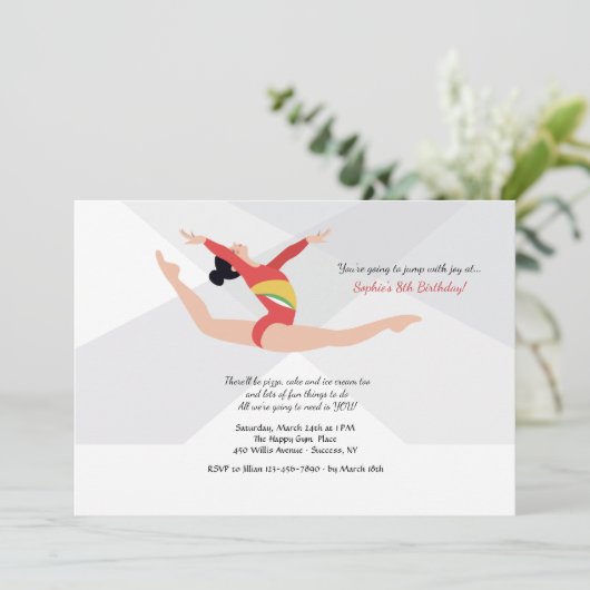 Vrouw Gymnast Invitation Kaart (Staand voorkant)