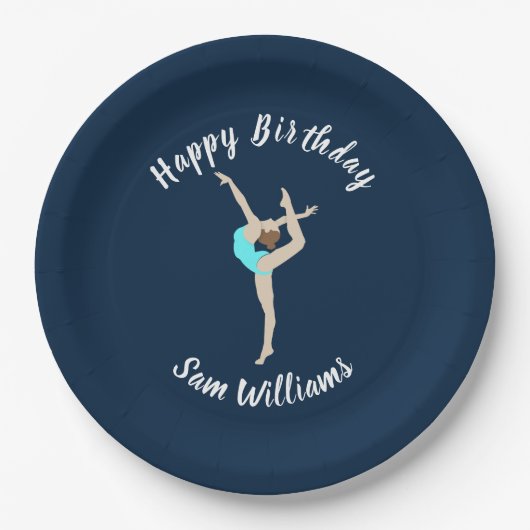 Vrouw Gymnast Papieren Bordje (Voorkant)