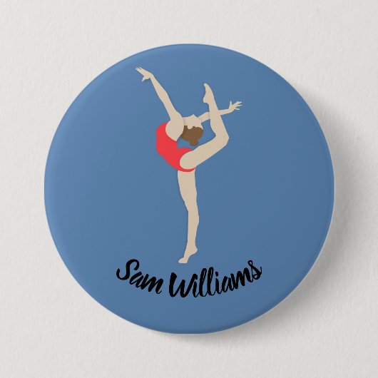 Vrouw Gymnast Ronde Button 7,6 Cm (Voorkant)