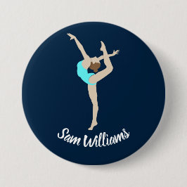 Vrouw Gymnast Ronde Button 7,6 Cm
