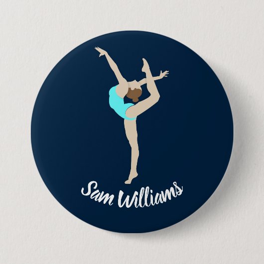 Vrouw Gymnast Ronde Button 7,6 Cm (Voorkant)