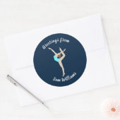 Vrouw Gymnast Ronde Sticker (Envelop)