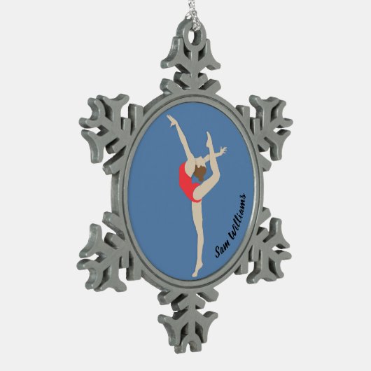 Vrouw Gymnast Tin Sneeuwvlok Ornament (Links)