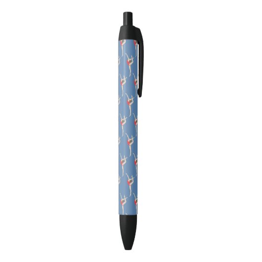 Vrouw Gymnast Zwarte Inkt Pen (Achterkant (Verticaal))