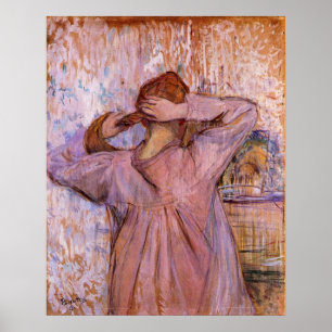 Vrouw Haar haar komt van Toulouse-Lautrec Poster