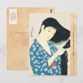 Vrouw: Haar Hair Hashiguchi Goyo Briefkaart (Voorkant / Achterkant)