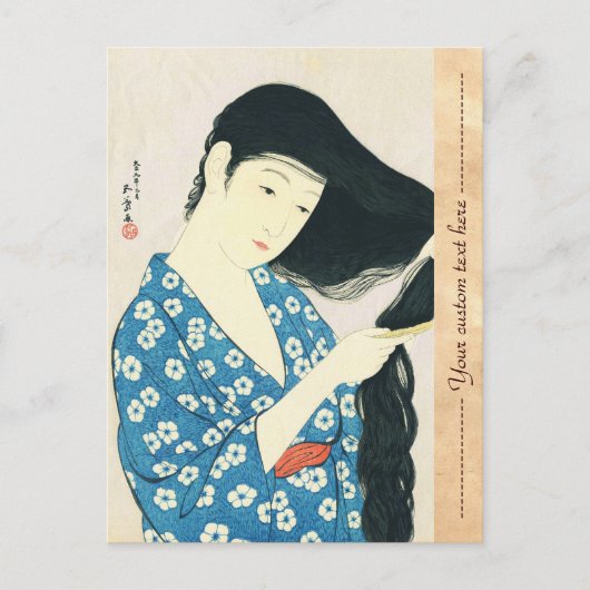 Vrouw: Haar Hair Hashiguchi Goyo Briefkaart (Voorkant)