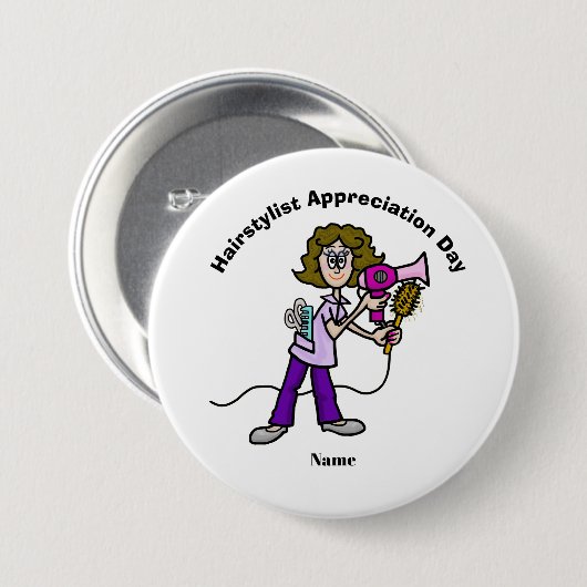 Vrouw Haarstylist Appreciation Day Button (Voorkant /achterkant)