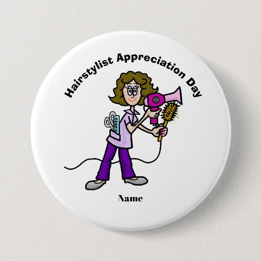 Vrouw Haarstylist Appreciation Day Button (Voorkant)