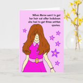 Vrouw Hair Cut Funny Lockdown Kaart (Gele Bloem)