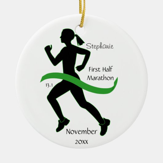 Vrouw Halfmarathon Ornament in Lt. Green (Voorkant)
