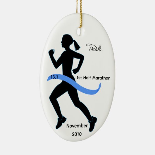 Vrouw Halve Marathon Runner Ornament (Rechts)