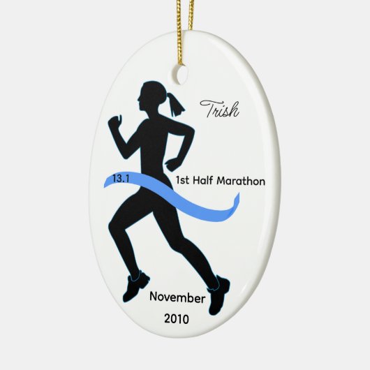 Vrouw Halve Marathon Runner Ornament (Links)