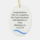 Vrouw Halve Marathon Runner Ornament (Achterkant)