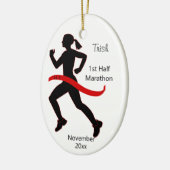 Vrouw Halve Marathon Runner Ornament in Rood (Links)