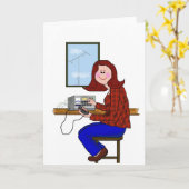 Vrouw ham - Auburn of rood haar Kaart (Gele Bloem)