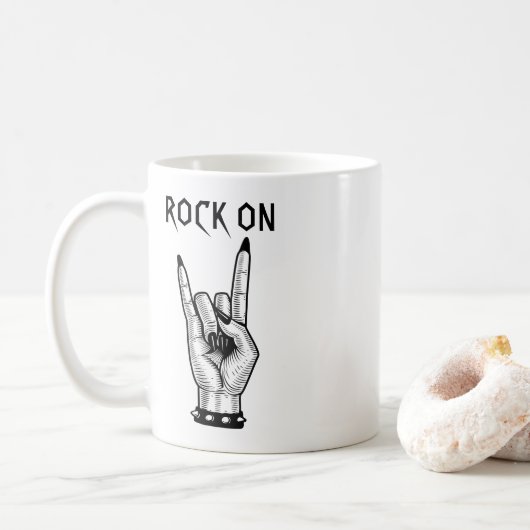 Vrouw-hand-Rocker-gebarentaal Koffiemok (Met donut)