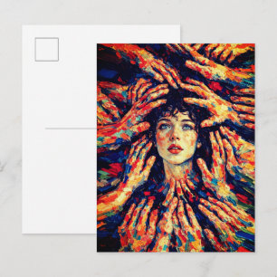 Vrouw handen bedekken gezicht intense emotie briefkaart