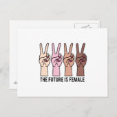 Vrouw handen met vredesbord briefkaart (Voorkant / Achterkant)