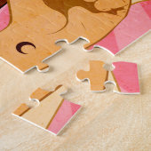 Vrouw handen met vuist opgestaan legpuzzel (Zijkant)