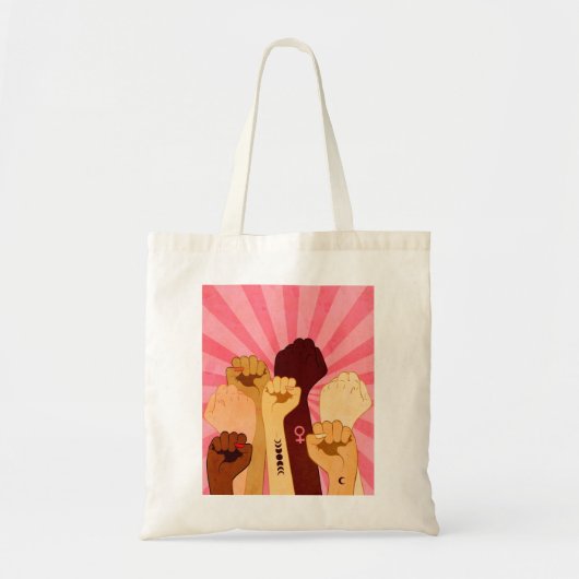 Vrouw handen met vuist opgestaan tote bag (Voorkant)
