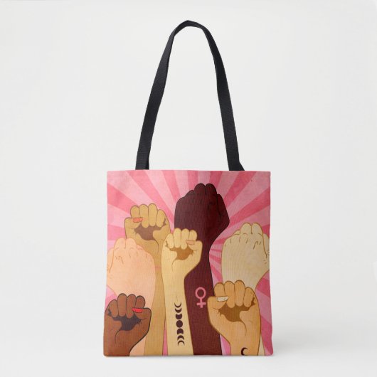 Vrouw handen met vuist opgestaan tote bag (Voorkant)